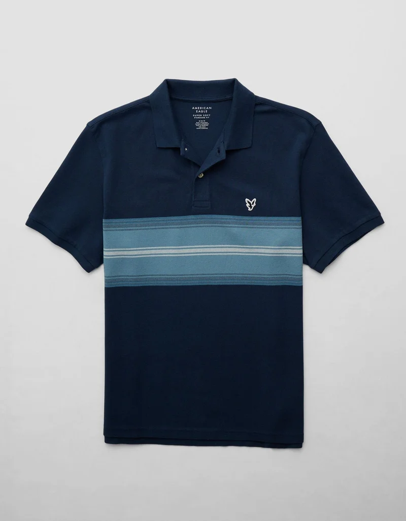American Eagle  AE Logo Striped Polo Shirt for Men | Best Price UAE